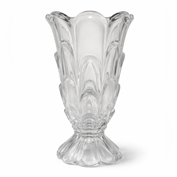 Other - Vintage Clear Pressed Glass Vase – Scalloped Fluted Pedestal Base